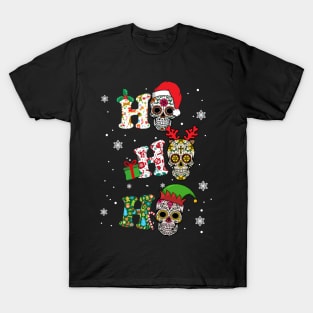 Funny Xmas Ho Ho Ho Sugar Skull Christmas T-Shirt